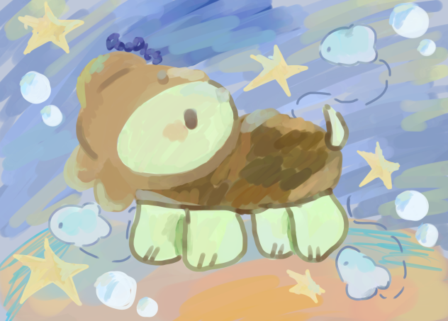 Cute turtle with a fish hat ✨🐢🐟