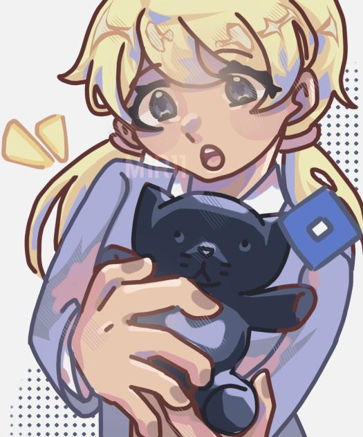 sheii with a kitty plush