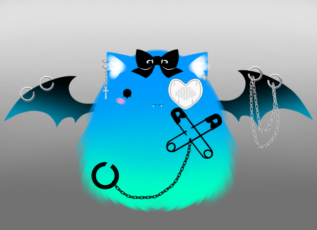 Aesthetic Punk Floofle (blue)🧷🎀🖤