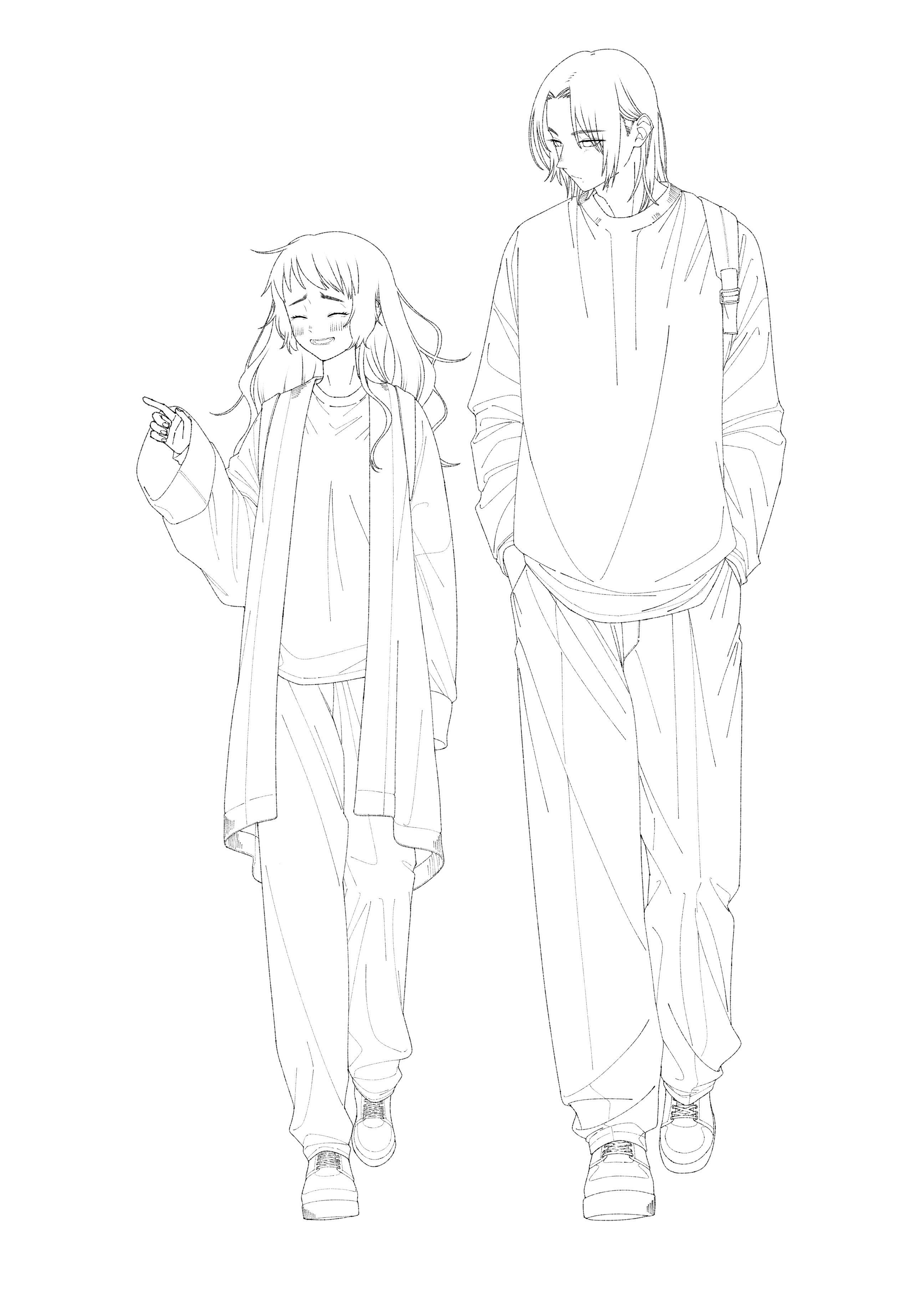 並んで（線画） - ibisPaint