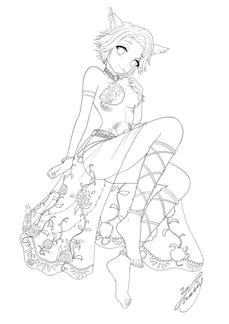 Summer Girl（線画）