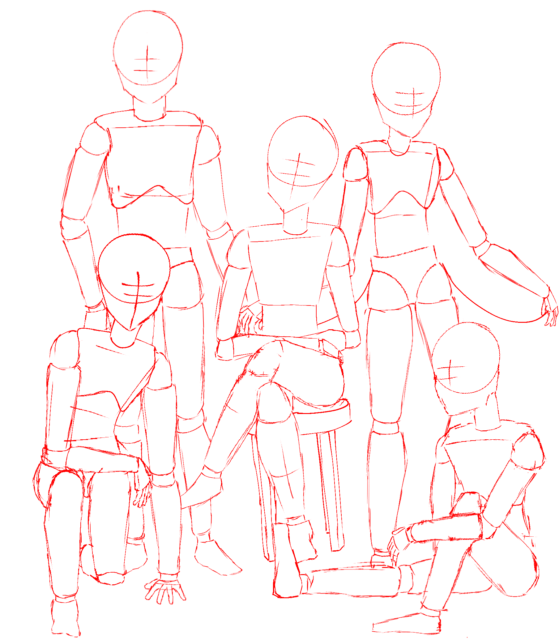 Five people pose - ibisPaint