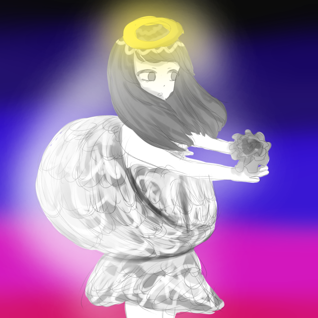 Angel with feathered orb
