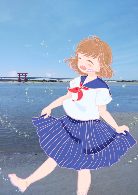 「海だー！」