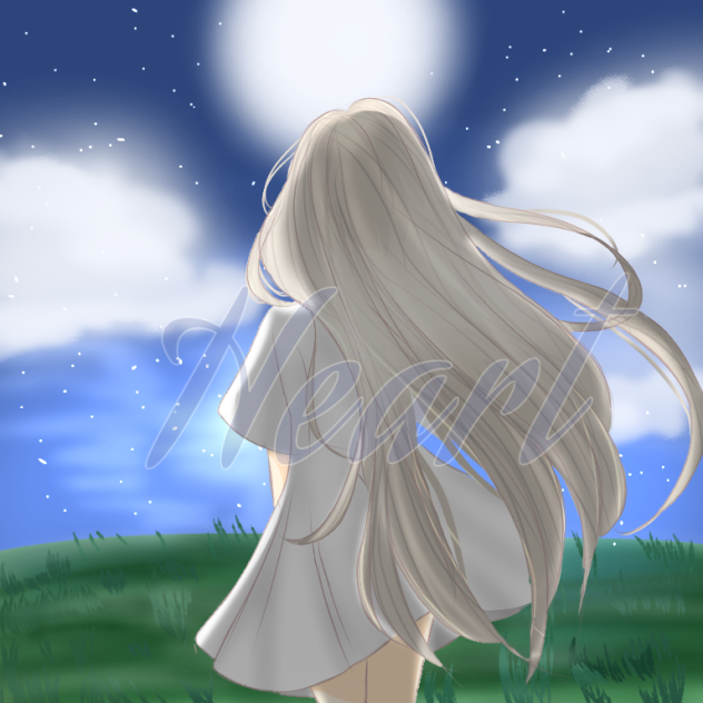 Girl back facing drawing