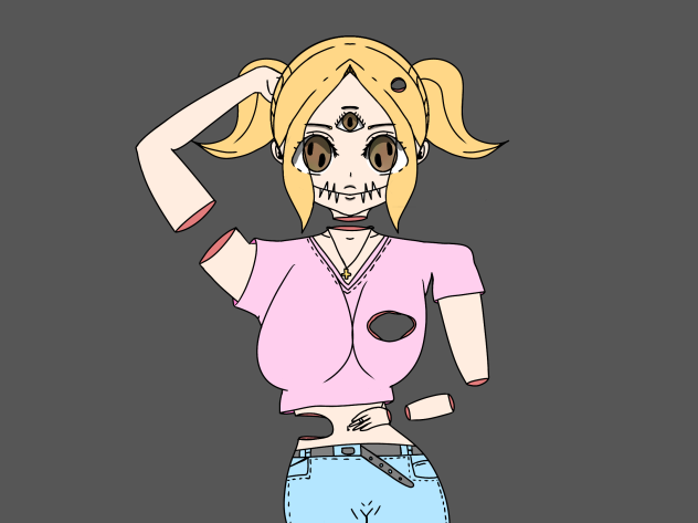 Very old drawing of a demon girl