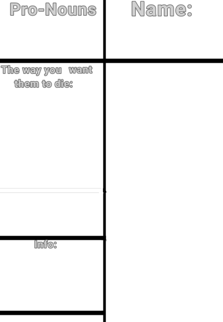 Death Sheet for my comic Predictions