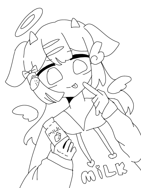 いちごみるくのてんし　(線画🍓🐮)