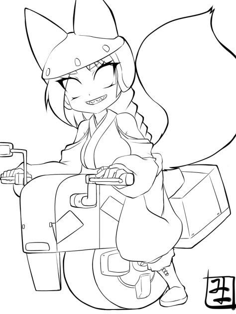 お出かけお稲荷サマline art