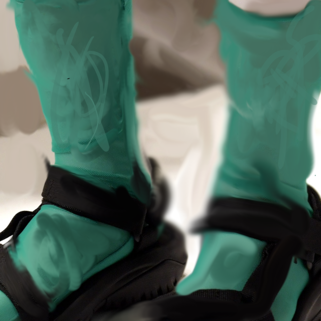 Green Socks in sandals with barelegd - ibisPaint