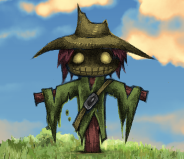 夕焼けとカカシ