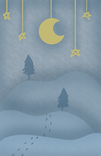 a snowy night time