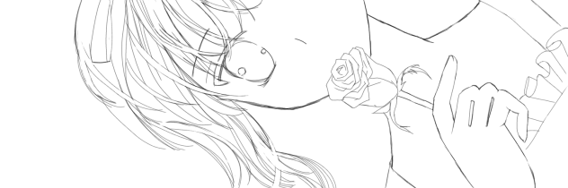 塗り絵、バレンタインフリーヘッダー薔薇ver