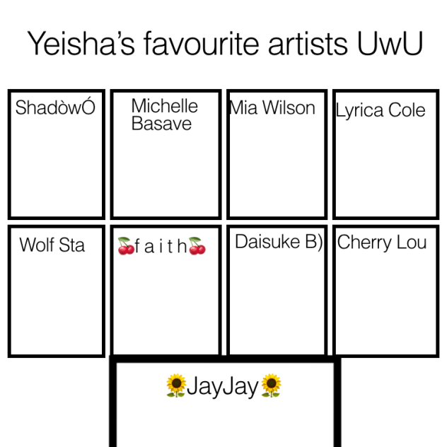 Yeisha’s favourite artists UwU