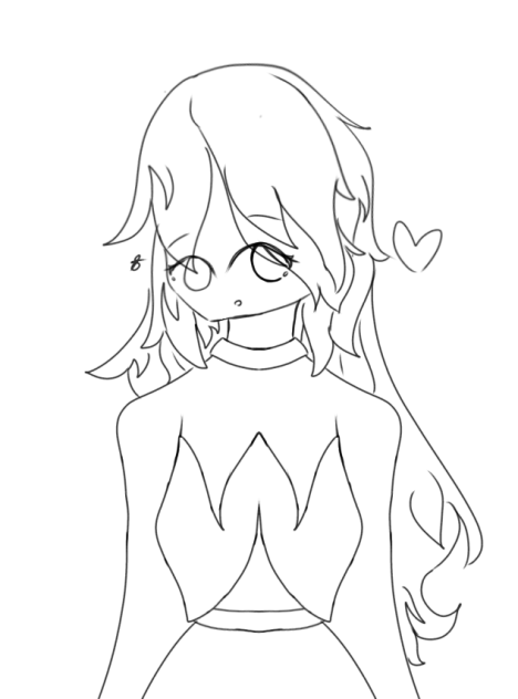 Hair thst waves to the side Lineart