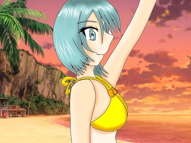 夕日の浜辺❗
