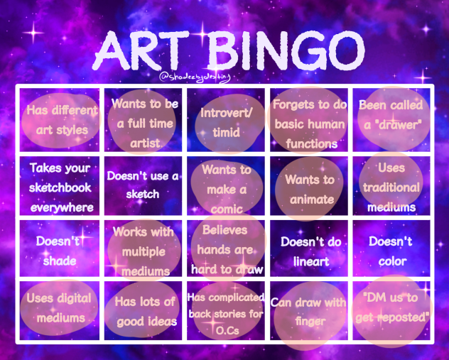 Art Bingo (filled out)
