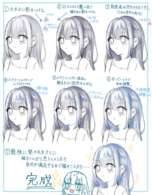 髪の毛の塗り方