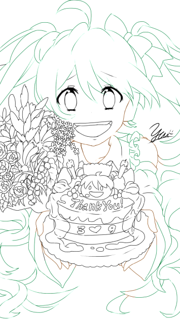 【線画】初音ミク、塗ってください