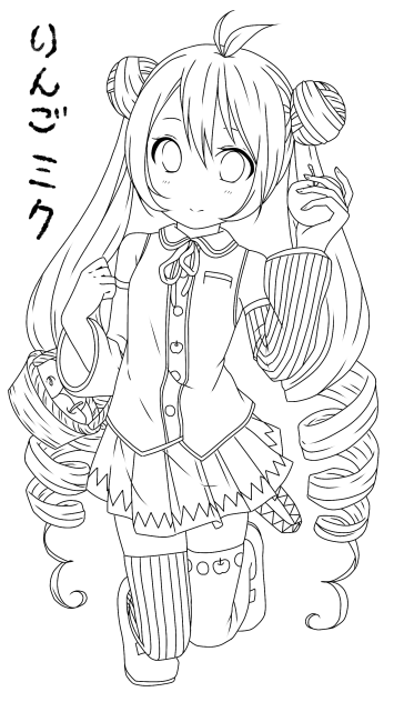 【線画】りんごミク