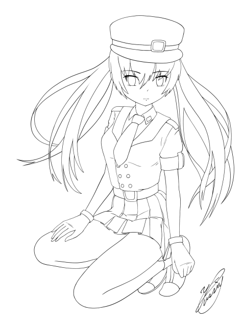 military girl（線画）