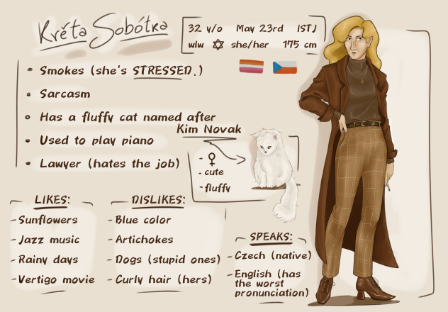 Květa character sheet