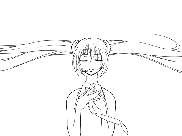ミク線画