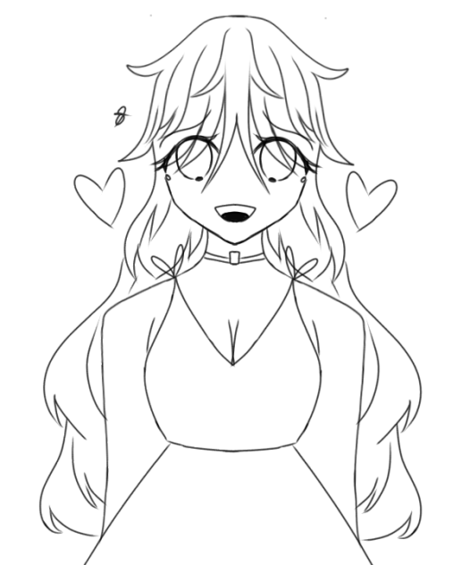 A Girl With flowy Hair Lineart