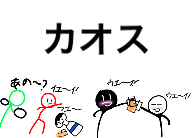 これが酔った棒人間の飲み会です、、