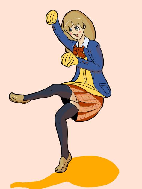 Yoga pose and schoolgirl