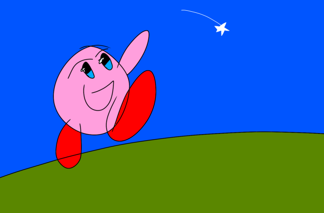 Kirby looking at Shooting Star