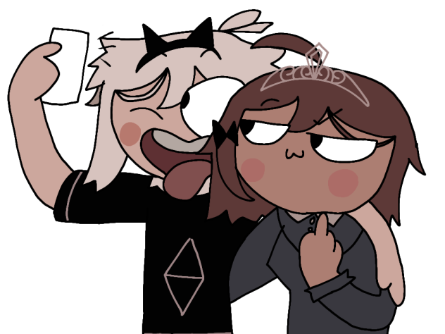 Alice taking a picture with Oliver
