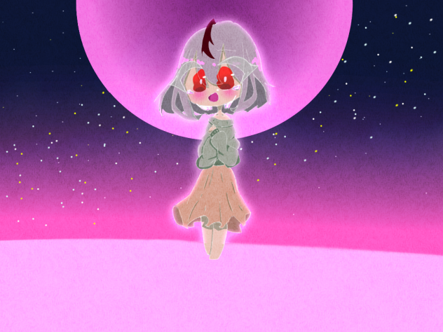 桃色の月