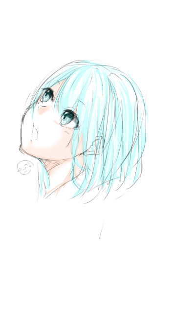 【練習】見上げる女の子