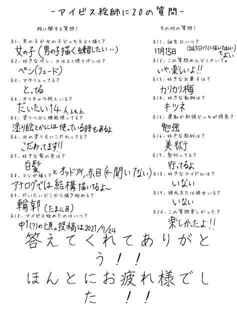 #アイビス絵師に20の質問