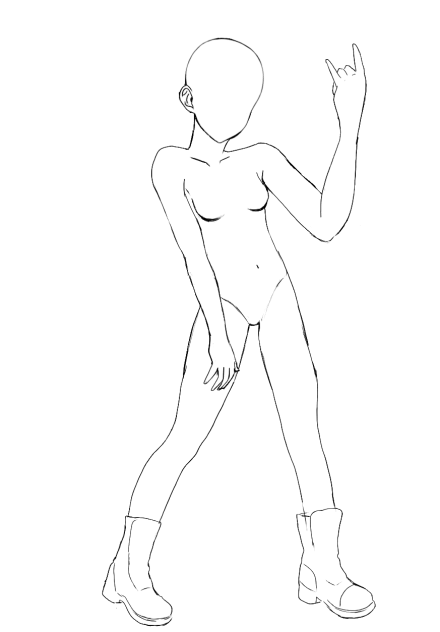 Rock and roll girl pose base hand fixed
