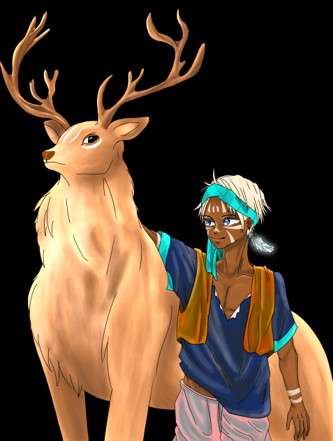 シカ？と男の子