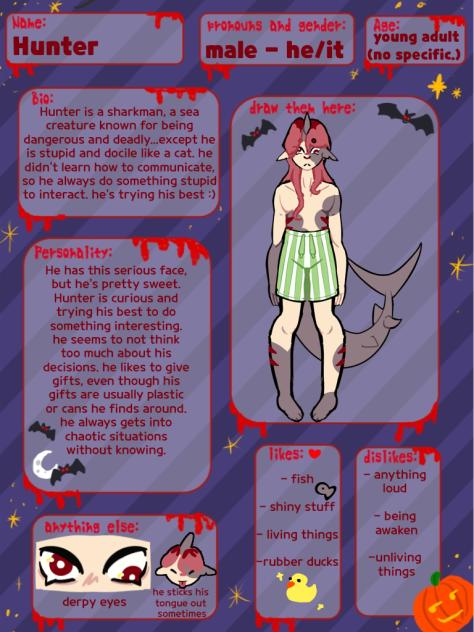 Hunter's character sheet