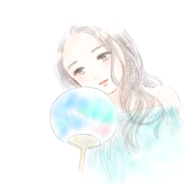 うちわと女の子。