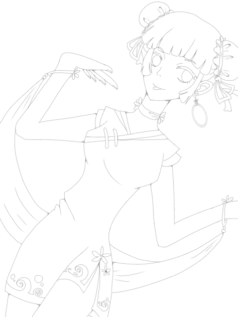 チャイナさん線画