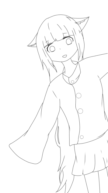 線画 けもみみっこ