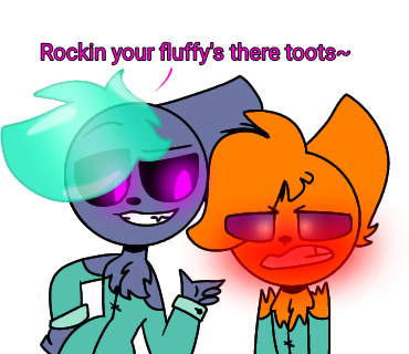 Rando and Blitzen wearing Rando's outfit