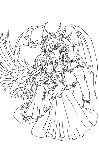 悪魔と天使 線画
