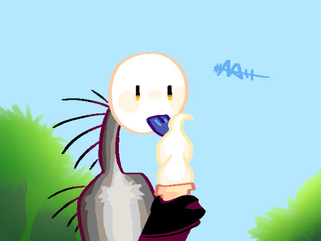 Shapeshifty enjoying his ice-cream