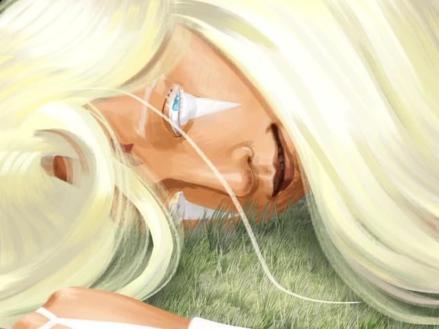 Pure Vanilla laying on grass