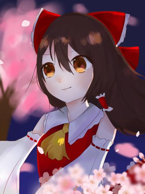 霊夢と夜桜