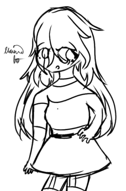 A Girl with beautiful Hair Sketch