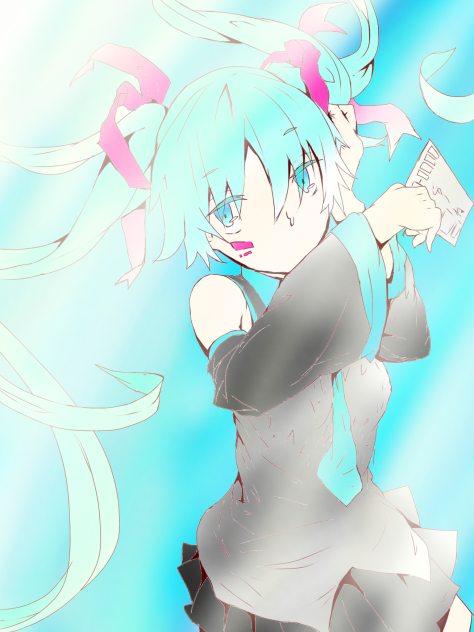 初音ミク 線画 塗ってみた