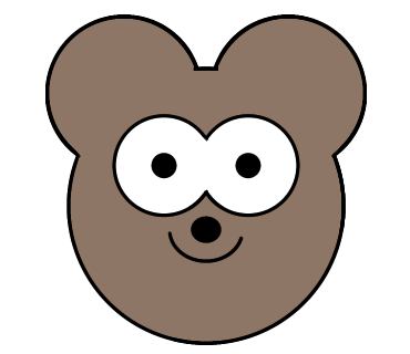 目の端が繋がったクマのイラストを描きました