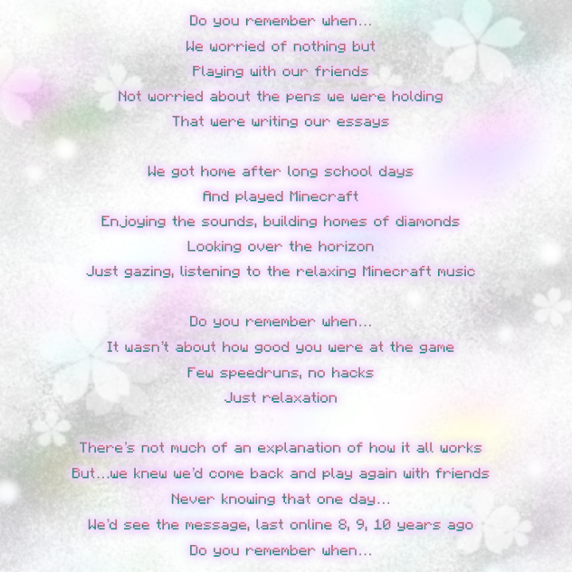 Minecraft Poem